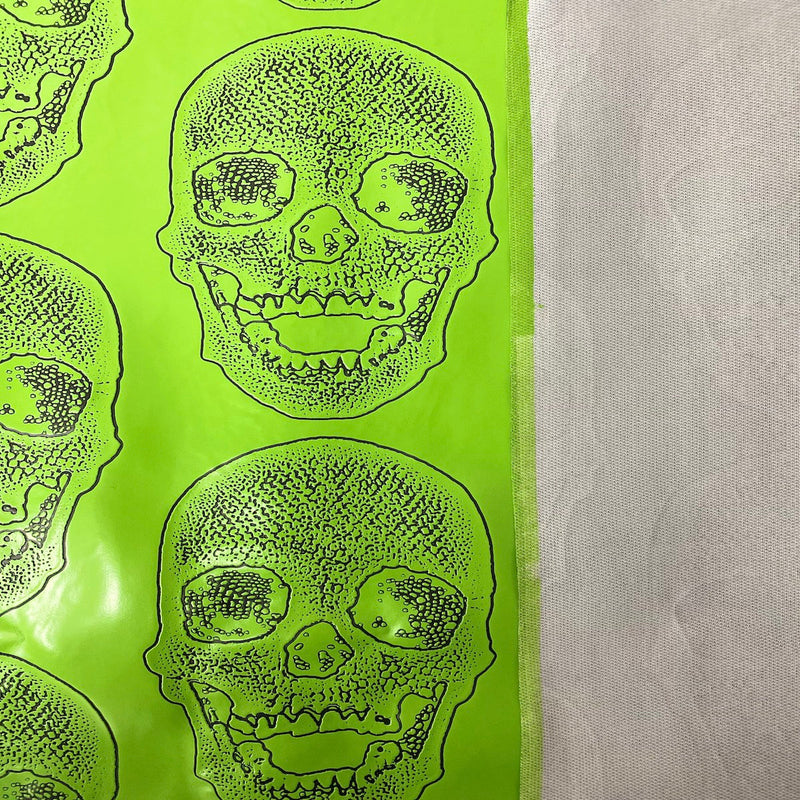 Lime Green Skeleton Skull Vinyl Fabric