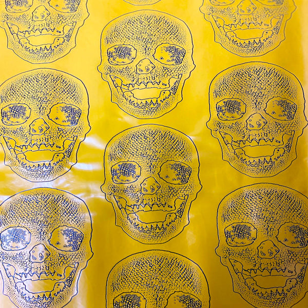 Yellow Skeleton Skull Vinyl Fabric