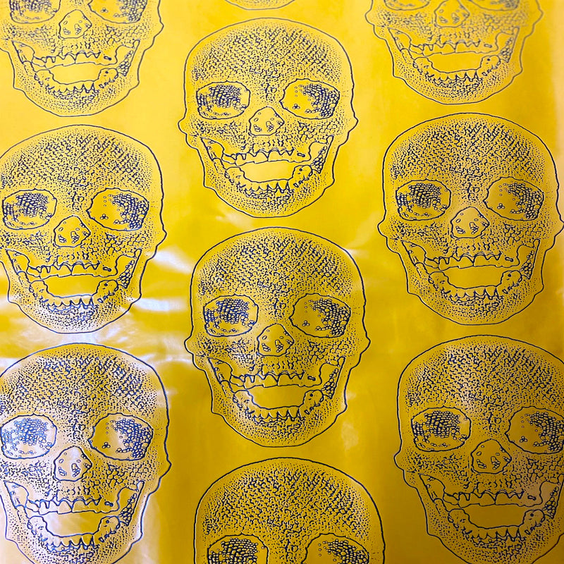 Yellow Skeleton Skull Vinyl Fabric