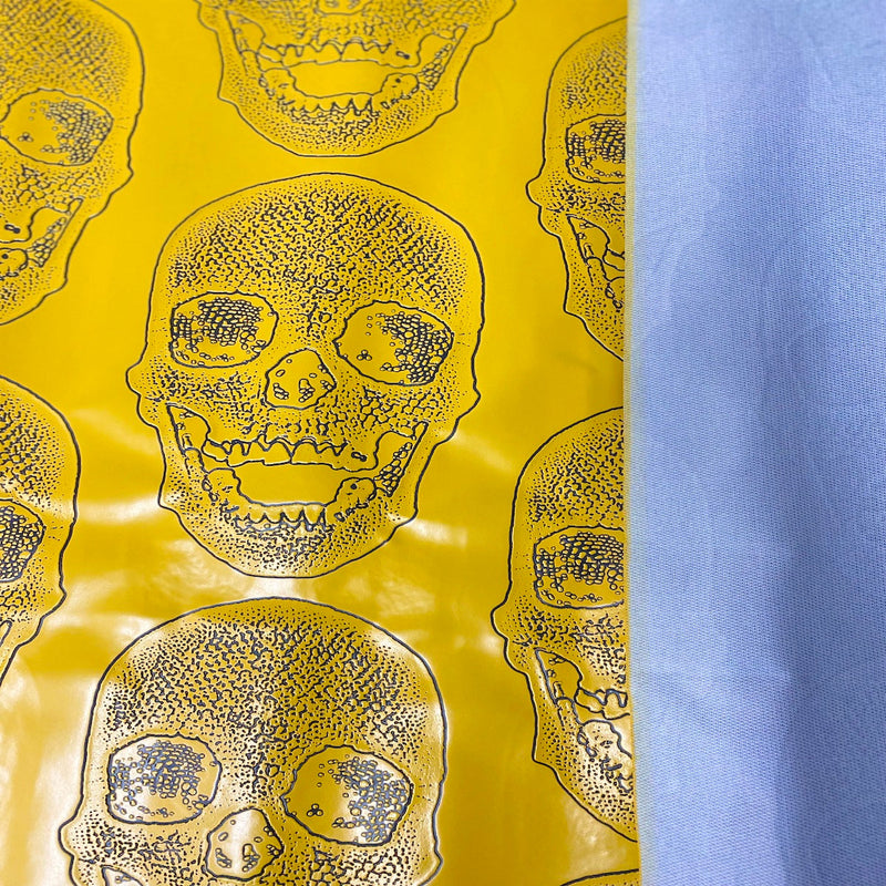 Yellow Skeleton Skull Vinyl Fabric