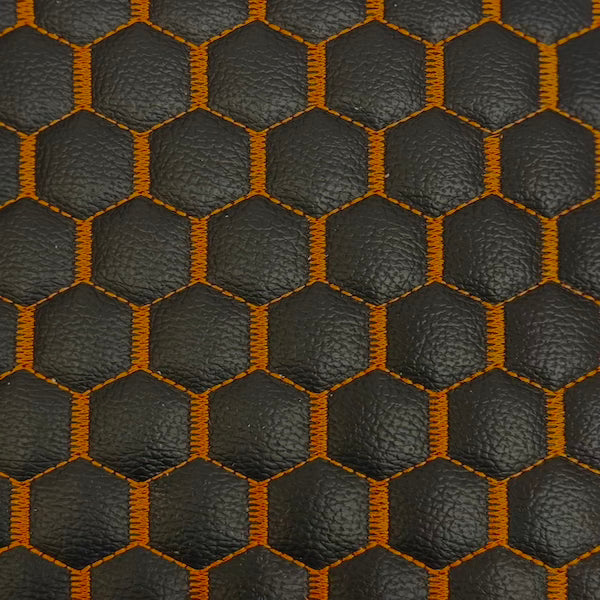 Honeycomb Hexagon Quilted Foam Backed Faux Leather Vinyl Fabric