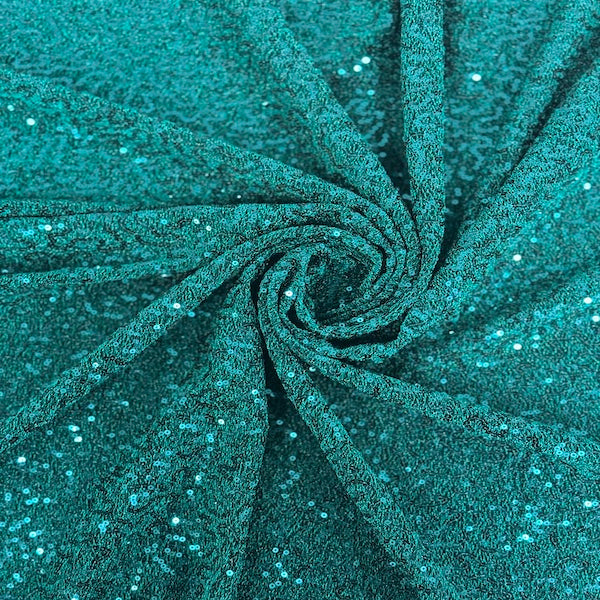 Teal Green Metallic Lurex Embroidered Sequins Fabric