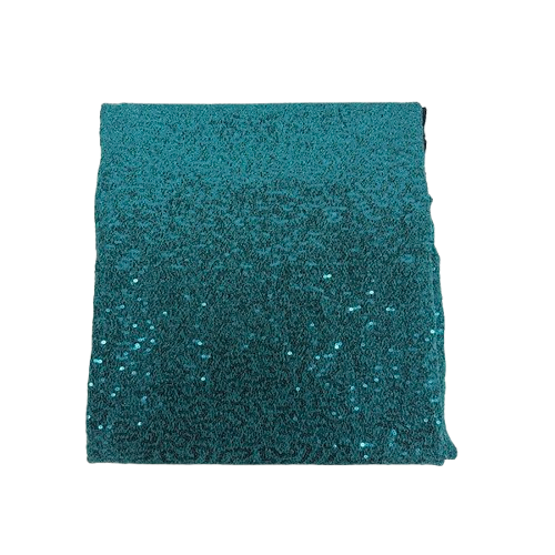 Teal Green Metallic Lurex Embroidered Sequins Fabric