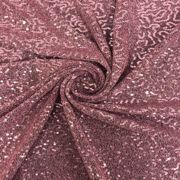 Dark Mauve Pink Metallic Lurex Embroidered Sequins Fabric