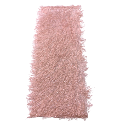 Blush Pink  | Silver Metallic Faux Ostrich Feather Lace Fabric