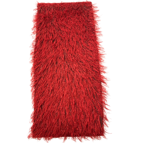 Red Metallic Faux Ostrich Feather Lace Fabric