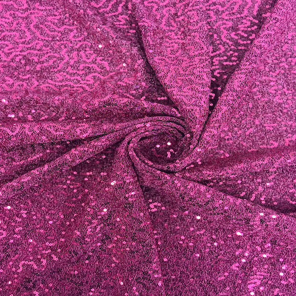 Fuchsia Pink Metallic Lurex Embroidered Sequins Fabric