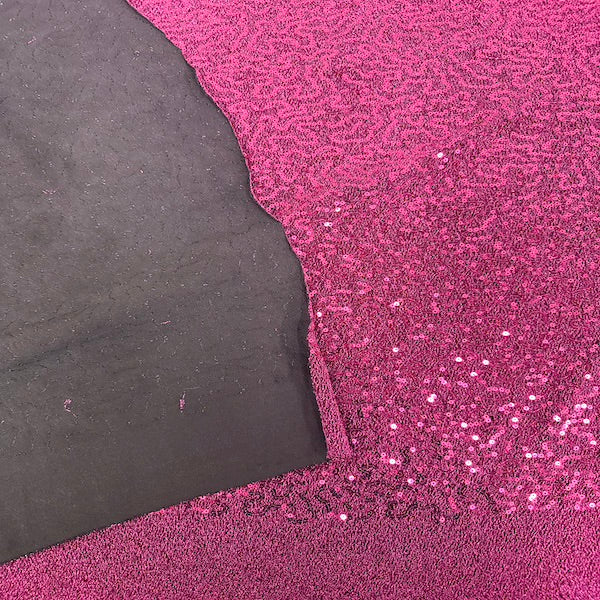 Fuchsia Pink Metallic Lurex Embroidered Sequins Fabric