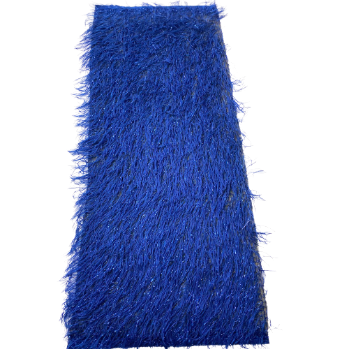 Royal Blue Metallic Faux Ostrich Feather Lace Fabric