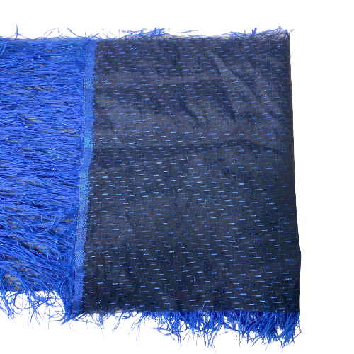 Royal Blue Metallic Faux Ostrich Feather Lace Fabric