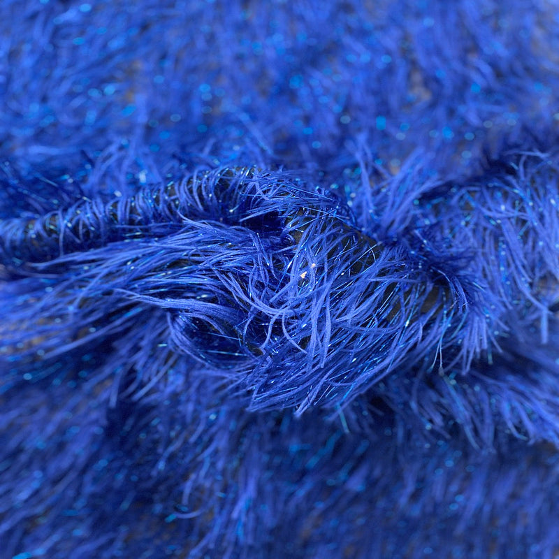 Royal Blue Metallic Faux Ostrich Feather Lace Fabric