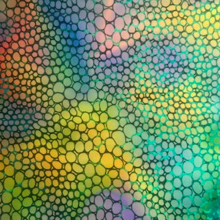 Digital Hologram Wasp Nest 4 Way Stretch Print Fabric | Spandex Palace Green