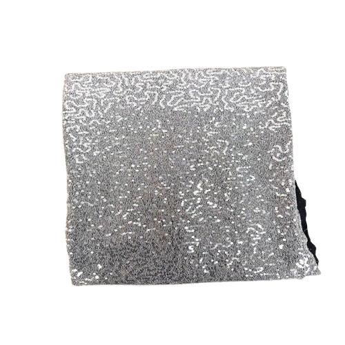 Silver Metallic Lurex Embroidered Sequins Fabric