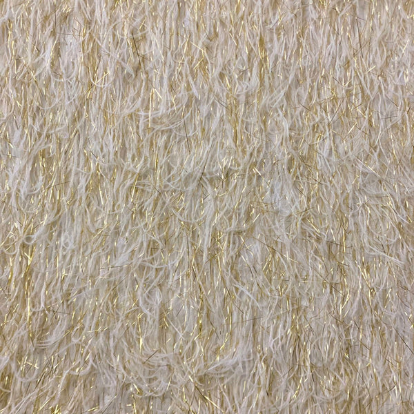 Ivory | Gold Metallic Faux Ostrich Feather Lace Fabric