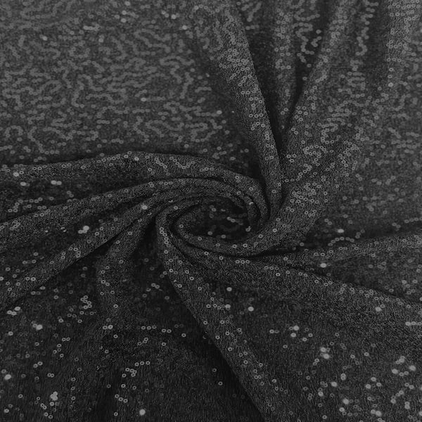 Black Metallic Lurex Embroidered Sequins Fabric