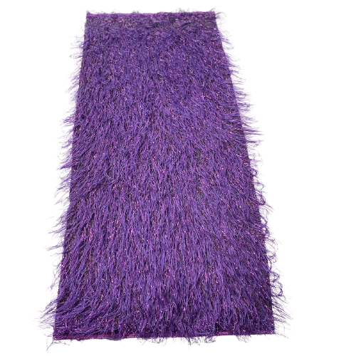 Purple Metallic Faux Ostrich Feather Lace Fabric