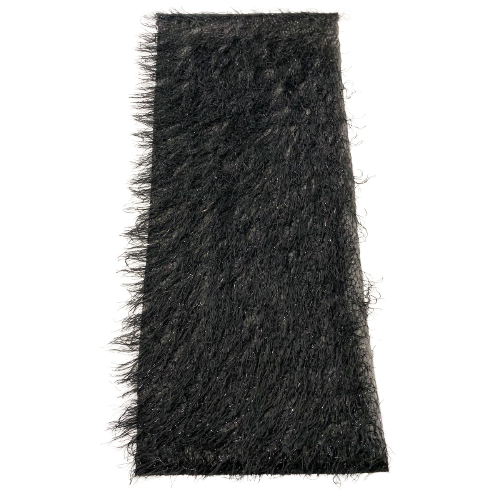 Black Metallic Faux Ostrich Feather Lace Fabric