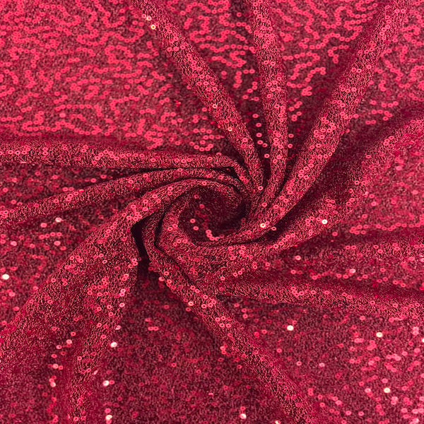 Red Metallic Lurex Embroidered Sequins Fabric