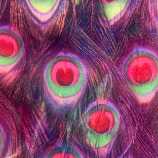 Digital Peacock Stretchy Illusion Foil Print Fabric | Spandex Palace  Pink