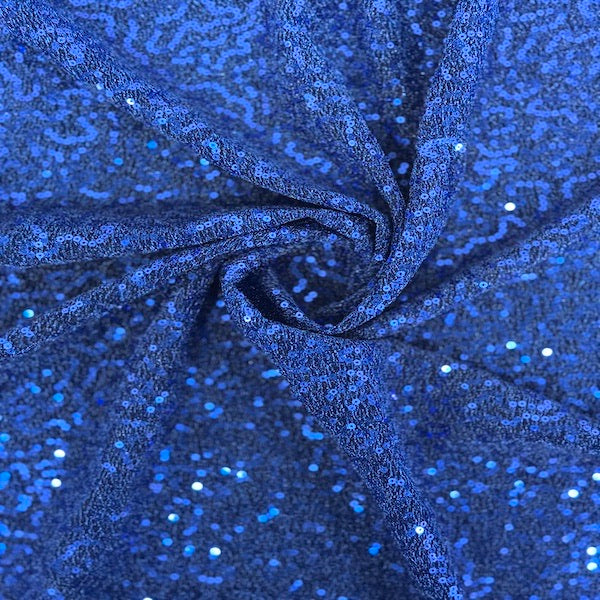 Royal Blue Metallic Lurex Embroidered Sequins Fabric