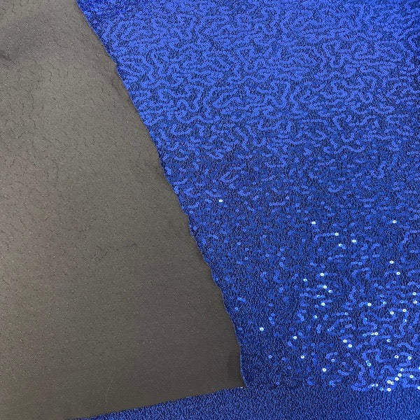 Royal Blue Metallic Lurex Embroidered Sequins Fabric