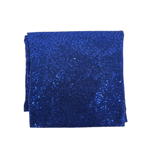 Royal Blue Metallic Lurex Embroidered Sequins Fabric