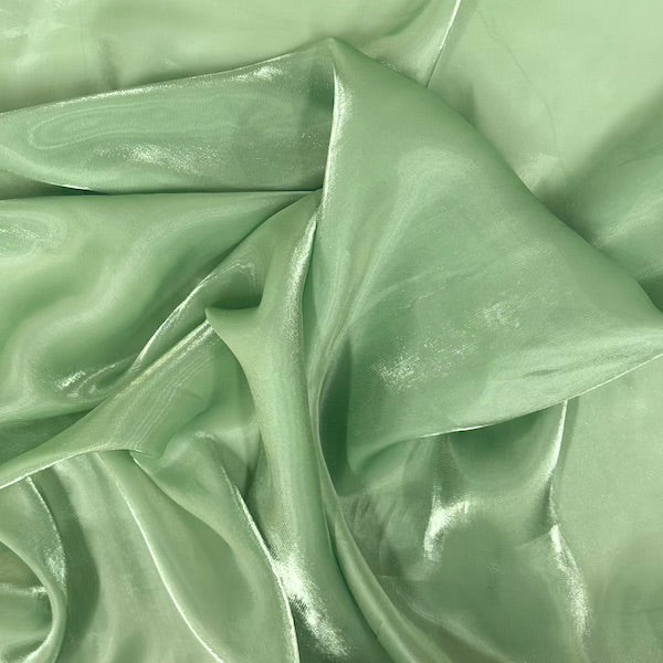 Sage Green Crystalized Reflective Liquid Silk Chiffon Fabric