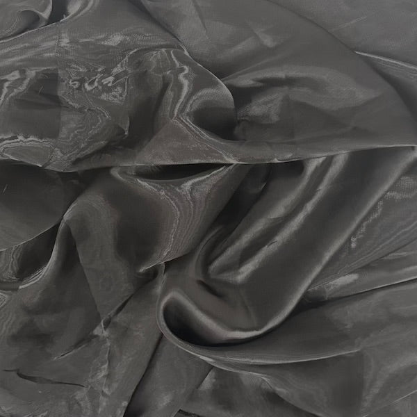 Black Crystalized Reflective Liquid Silk Chiffon Fabric