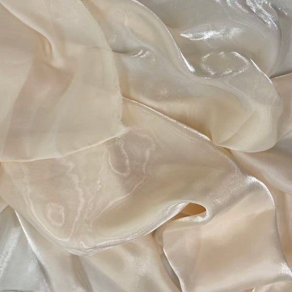 Beige Crystalized Reflective Liquid Silk Chiffon Fabric