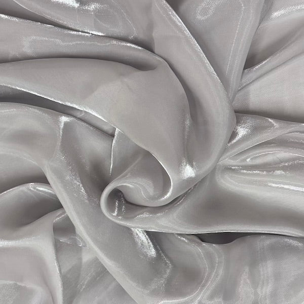 Silver Crystalized Reflective Liquid Silk Chiffon Fabric