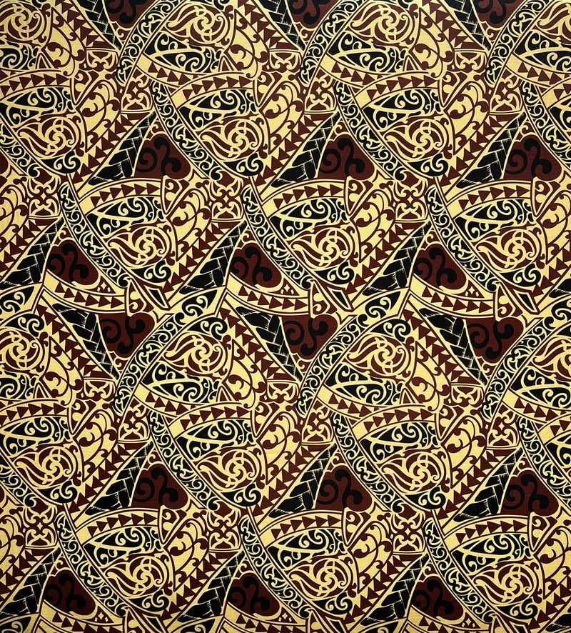 Polynesian Tribal Triangle formation design Fabric | Light Barkcloth  | Spandex Palace