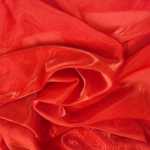 Red Crystalized Reflective Liquid Silk Chiffon Fabric