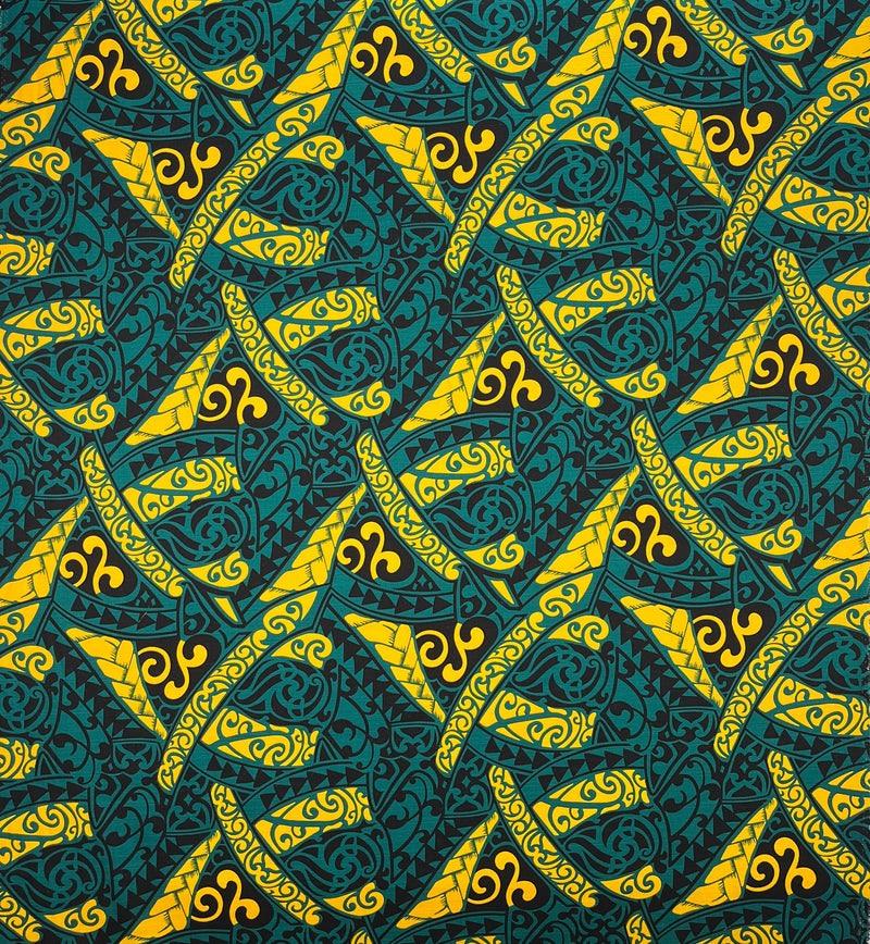 Polynesian Tribal Triangle formation design Fabric | Light Barkcloth  | Spandex Palace