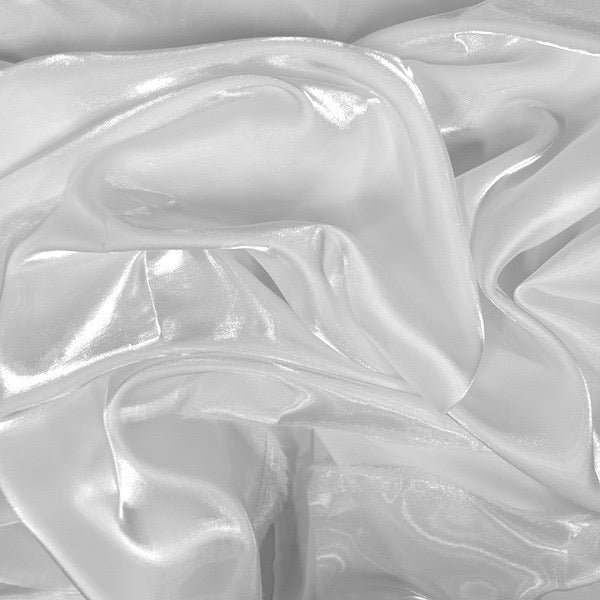 White Crystalized Reflective Liquid Silk Chiffon Fabric