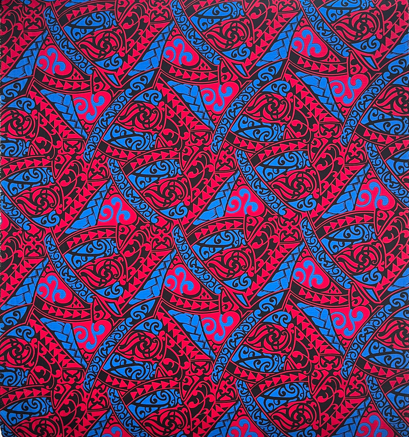 Polynesian Tribal Triangle formation design Fabric | Light Barkcloth  | Spandex Palace