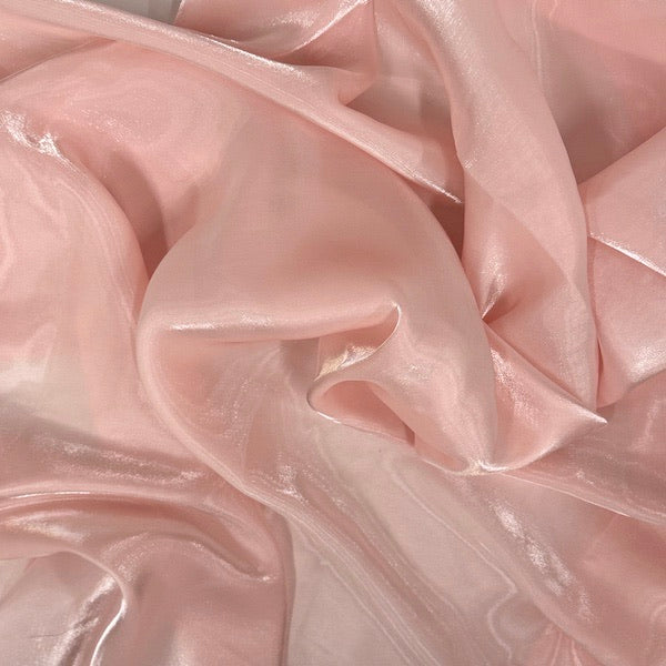 Blush Pink Crystalized Reflective Liquid Silk Chiffon Fabric