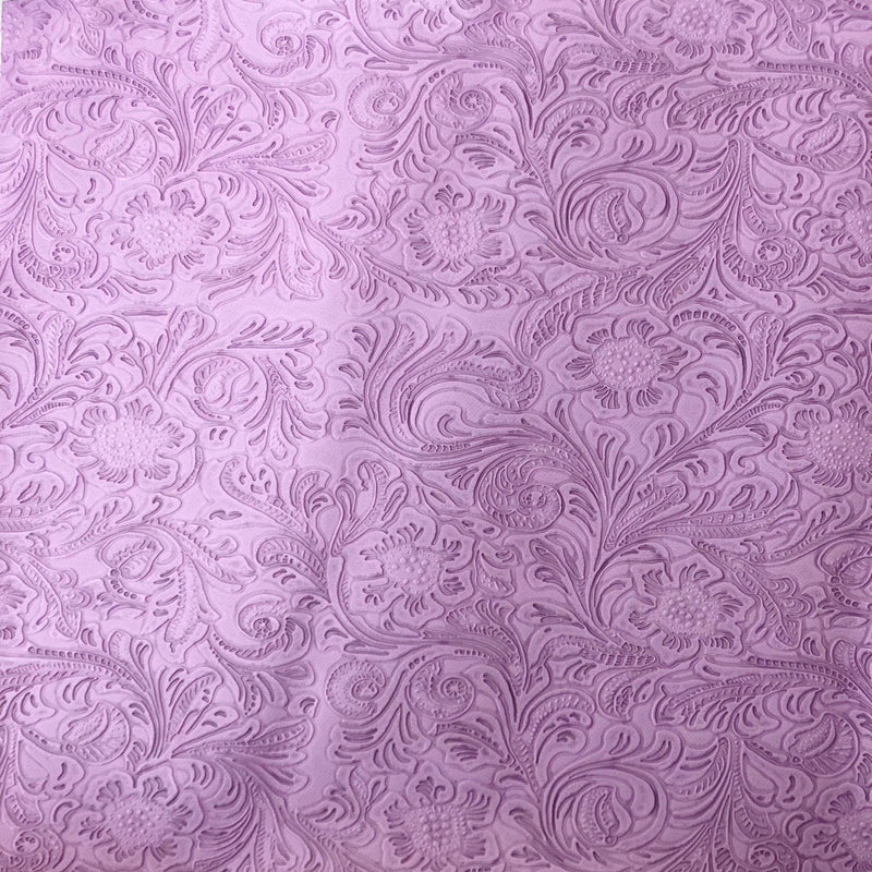 Lavender Western Floral PU Faux Leather Vinyl Fabric