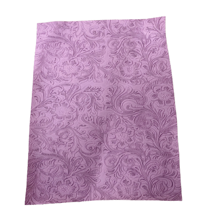 Lavender Western Floral PU Faux Leather Vinyl Fabric