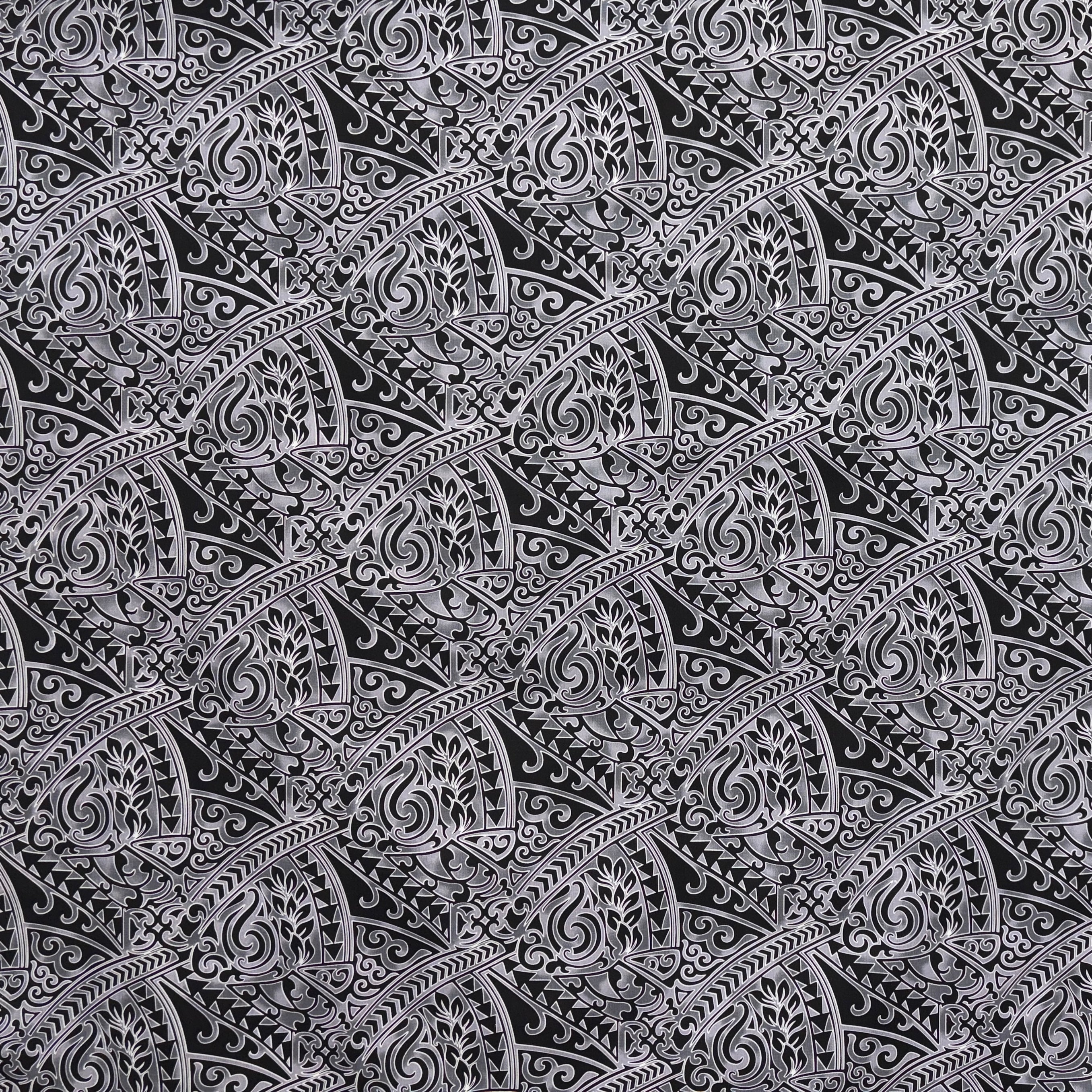 Traditional Polynesian Tattoo Triangle formation Design Poly-Cotton Fabric| Islands Fabric