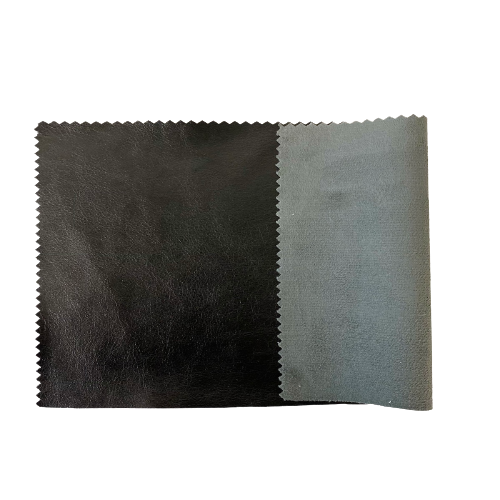 Shiny Black Lambskin Stretch Faux Leather With Suede Backing Apparel Fabric