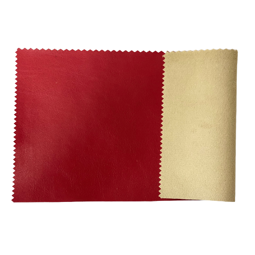 Shiny Red Lambskin Stretch Faux Leather With Suede Backing Apparel Fabric