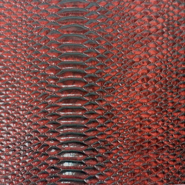 Dark Red Culebra Patent 3D Embossed Snake Skin Vinyl Fabric