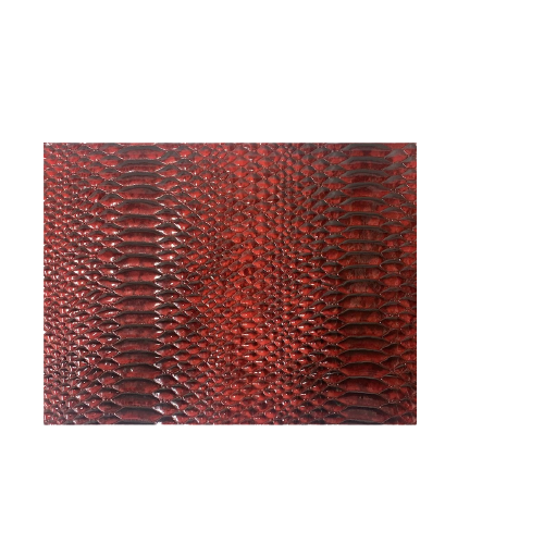 Dark Red Culebra Patent 3D Embossed Snake Skin Vinyl Fabric