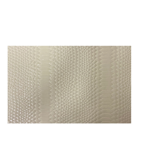 Ivory Culebra Patent 3D Embossed Snake Skin Vinyl Fabric