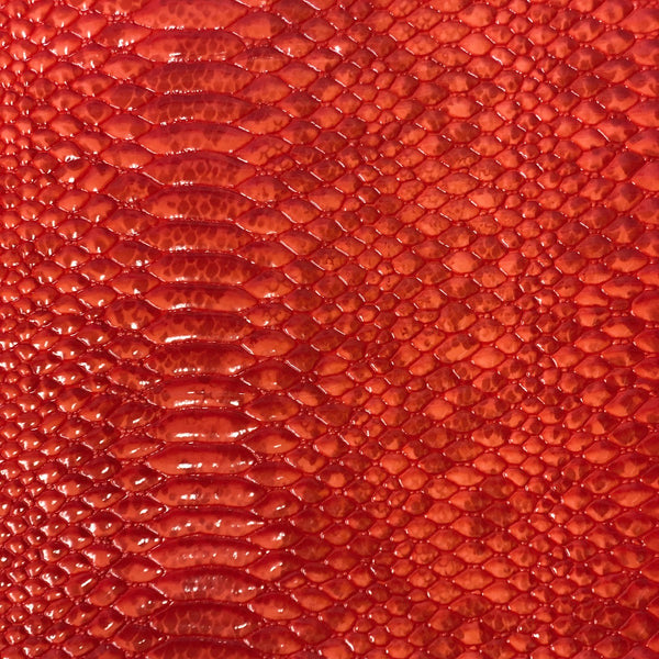 Red Culebra Patent 3D Embossed Snake Skin Vinyl Fabric