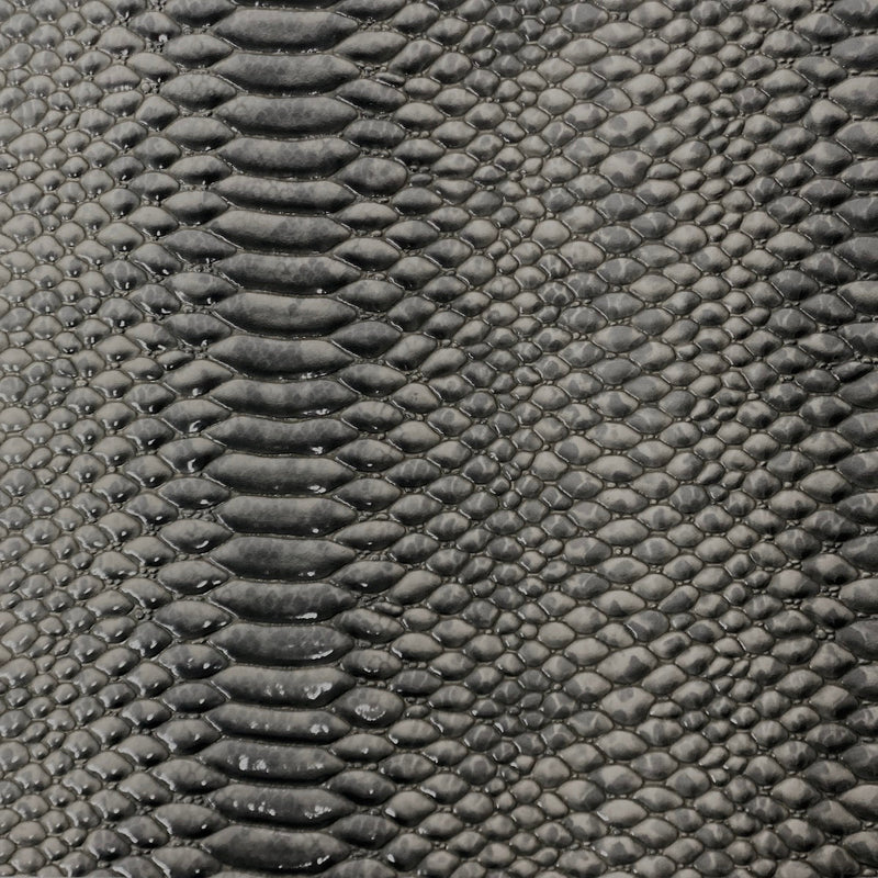 Gray Culebra Patent 3D Embossed Snake Skin Vinyl Fabric