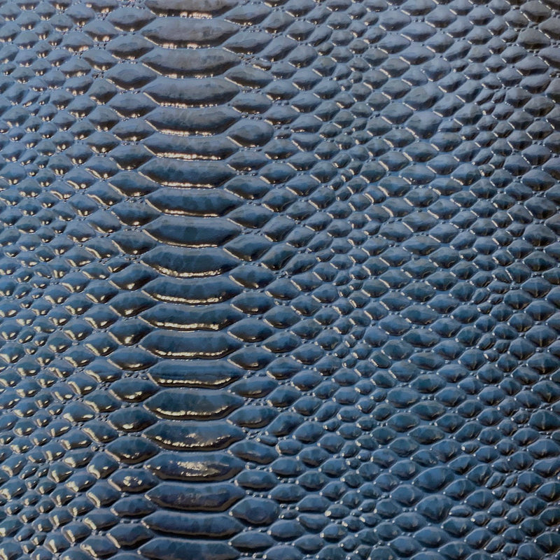 Blue Culebra Patent 3D Embossed Snake Skin Vinyl Fabric