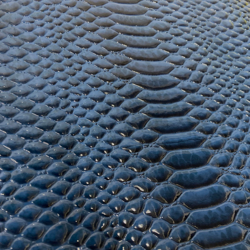 Blue Culebra Patent 3D Embossed Snake Skin Vinyl Fabric