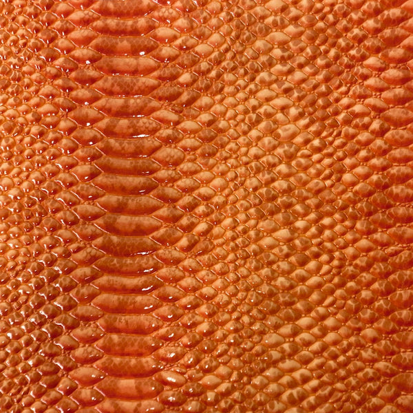 Orange Culebra Patent 3D Embossed Snake Skin Vinyl Fabric