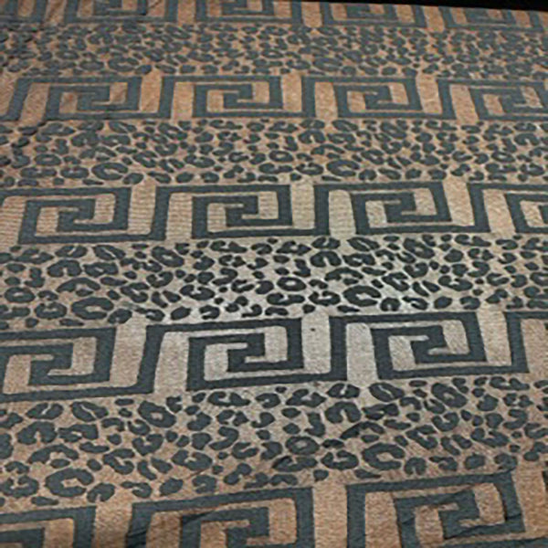 Mechanical Stretch  Burnout Greek Leopard Mesh Fabric | Spandex Palace Black
